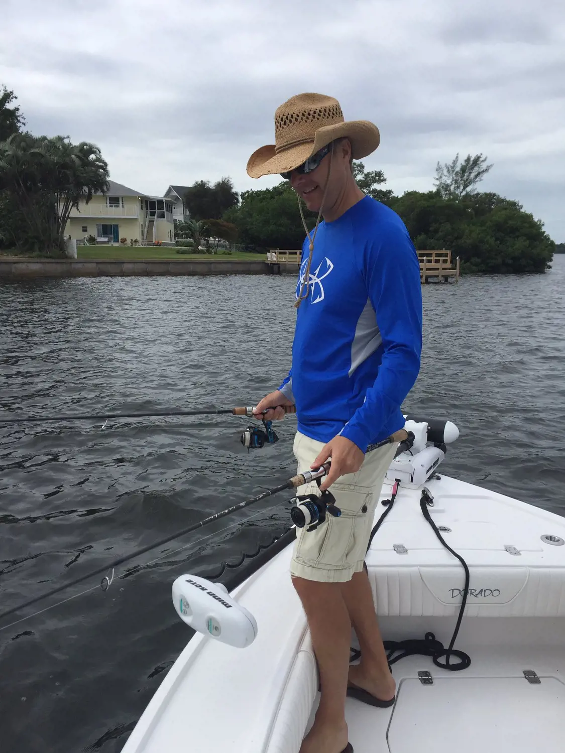 Successful head coach of the Lightning enjoying fishing, with two fishing lines promoting annual event 