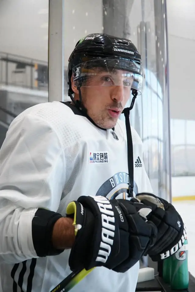 Brad Marchand setting up for the match with the Ottawa Senators
