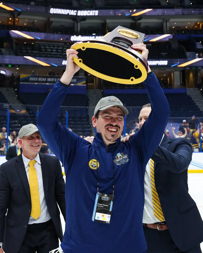 Shawn Roche Lifting The NCAA Trophy On 12 April 2023