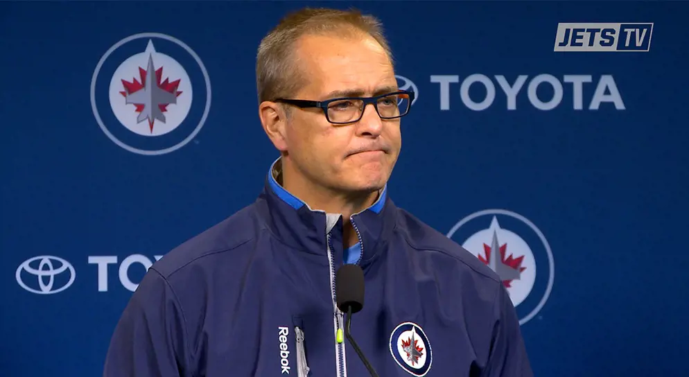 Paul Maurice during a interview speaking about the he Central Division ahead of the Jets first divisional game