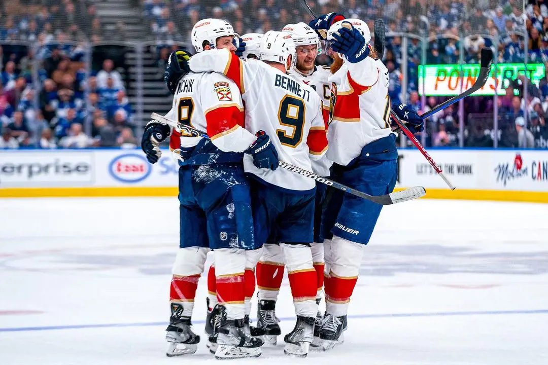 Florida Panthers Celebrating Their Win Over Boston Bruins On 2 May 2023