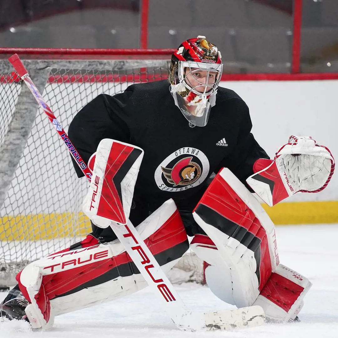 Ottawa Senators Goalie Mads Sogaard During Practice On 13 April 2023 At The Canadian Tire Centre