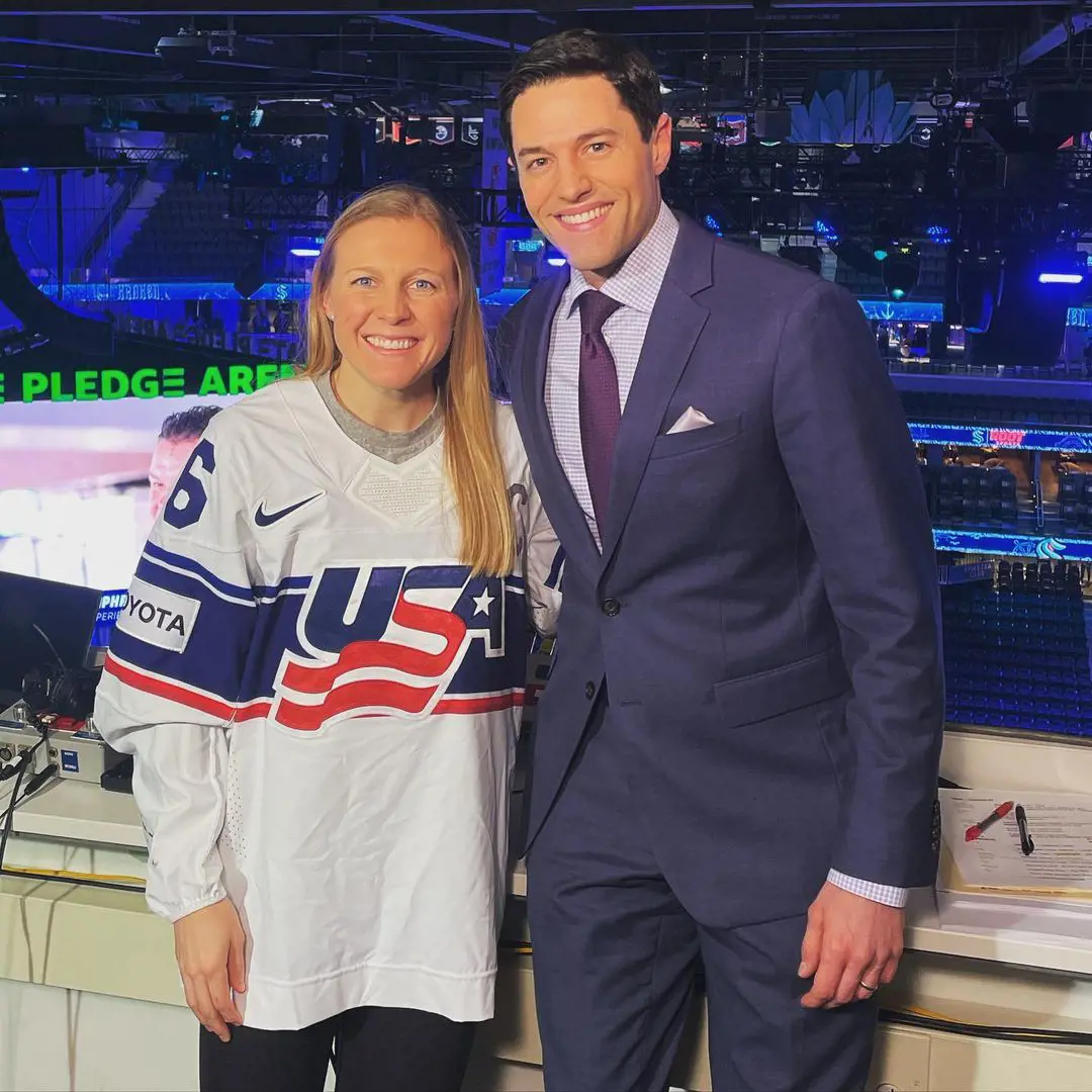 NHL Announcer, Faux meeting up with the USA Hockey captain (women), Kendall in Seattle.